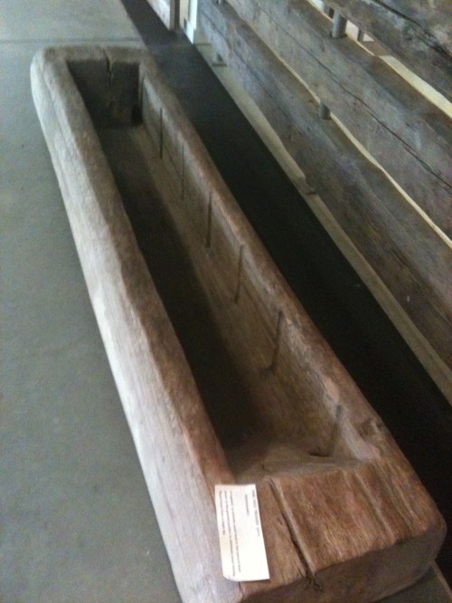 An old feed trough hollowed out from a log.