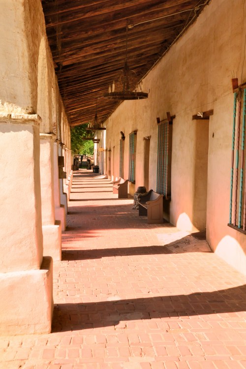 A look down the corridor on the east side of the Mission.