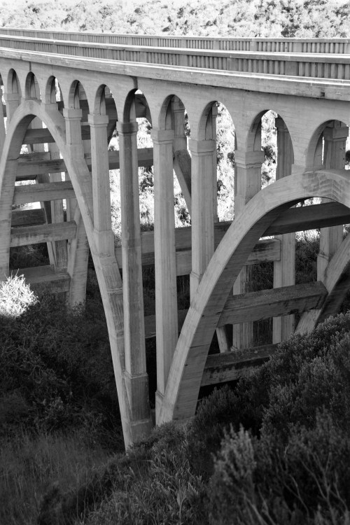 Arroyo Hondo bride in B&W viewed from the beach side.