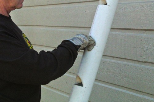Using my gloved hand to mold and shape the pocket. Use a leather glove as the plastic is hot.