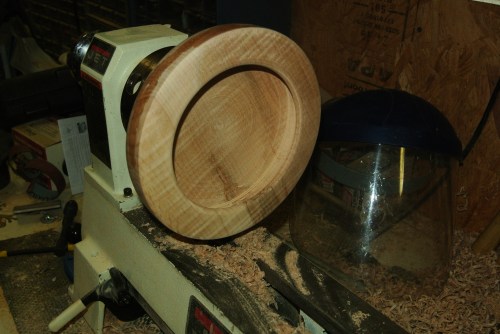 The bowl that needs to be FINISHED! The rim is undercut and I need to ad some more depth to the undercut before finishing.