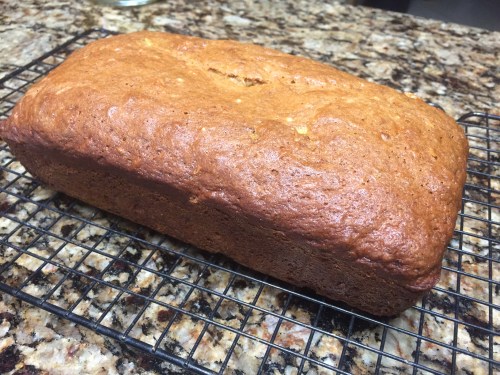 Final product....this variety of banana is very creamy -it still is evident in the finished bread....Yum